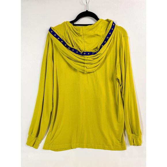 VTG Meet Me In Miami Large Lime Green Hoodie Grommet Detail Lightening Blot USA - Picture 2 of 7